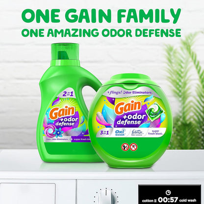 Gain Flings Super Fresh Blast Pacs – Pre-Measured Laundry Detergent for Nursery, Playroom, and Kids' Bedroom Linens, 112 Count
