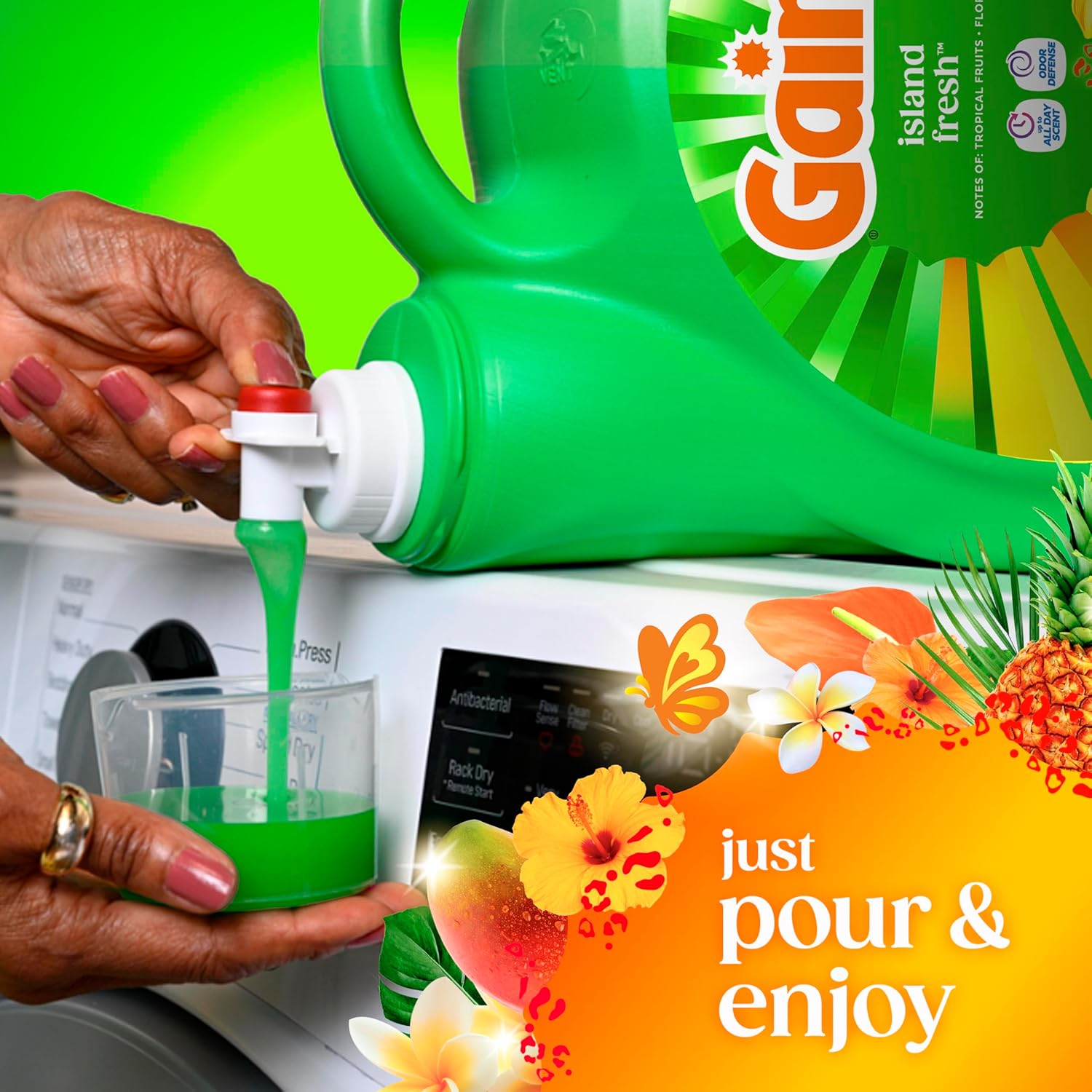 Gain Island Fresh Laundry Detergent 154 fl oz – Family-Safe Fresh Scent for Kids' Pajamas, Nursery Linens, and Playroom Rugs