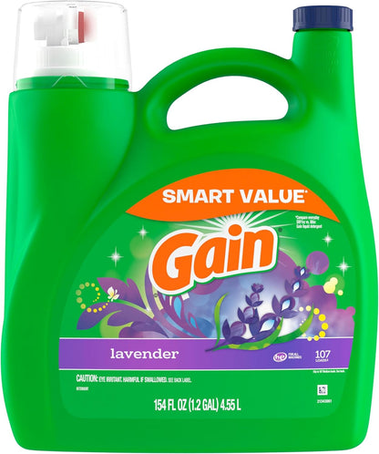 Gain Liquid Laundry Detergent Lavender – Kid Bedroom Laundry for Tough Stain Pre-Treat and Family Freshness