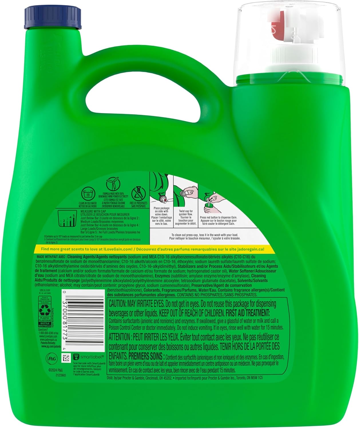 Gain Liquid Laundry Detergent Lavender – Kid Bedroom Laundry for Tough Stain Pre-Treat and Family Freshness