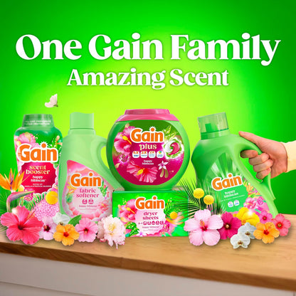 Gain Liquid Laundry Detergent Odor Defense Hibiscus Hula Scent for Cozy Living Room Linen Care, 100-Load Decorative-Scent Detergent