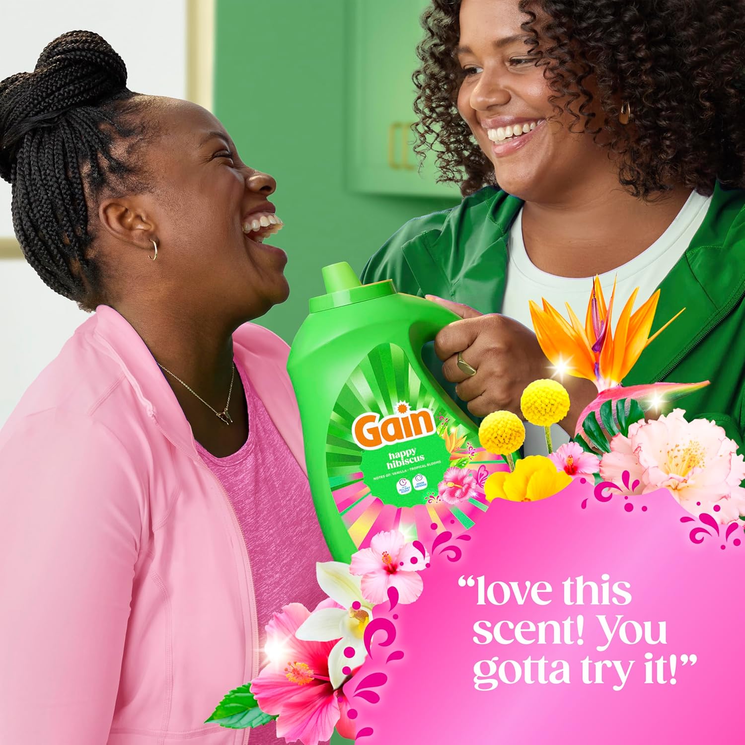 Gain Liquid Laundry Detergent Odor Defense Hibiscus Hula Scent for Cozy Living Room Linen Care, 100-Load Decorative-Scent Detergent