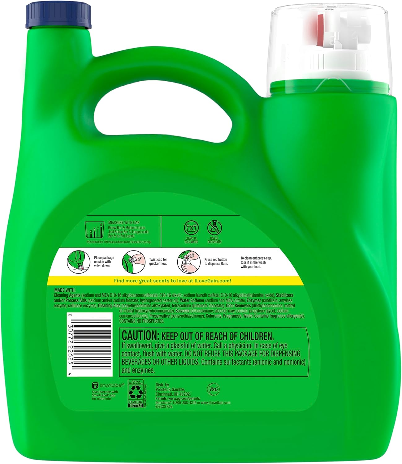 Gain Liquid Laundry Detergent Relaxing Dewdrop – One Clean Scent for a Clutter Free Laundry Routine, 100 Loads