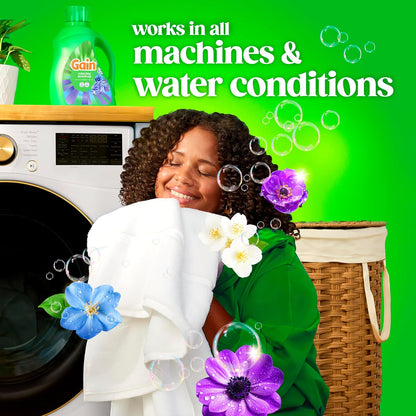 Gain Liquid Laundry Detergent Relaxing Dewdrop – One Clean Scent for a Clutter Free Laundry Routine, 100 Loads