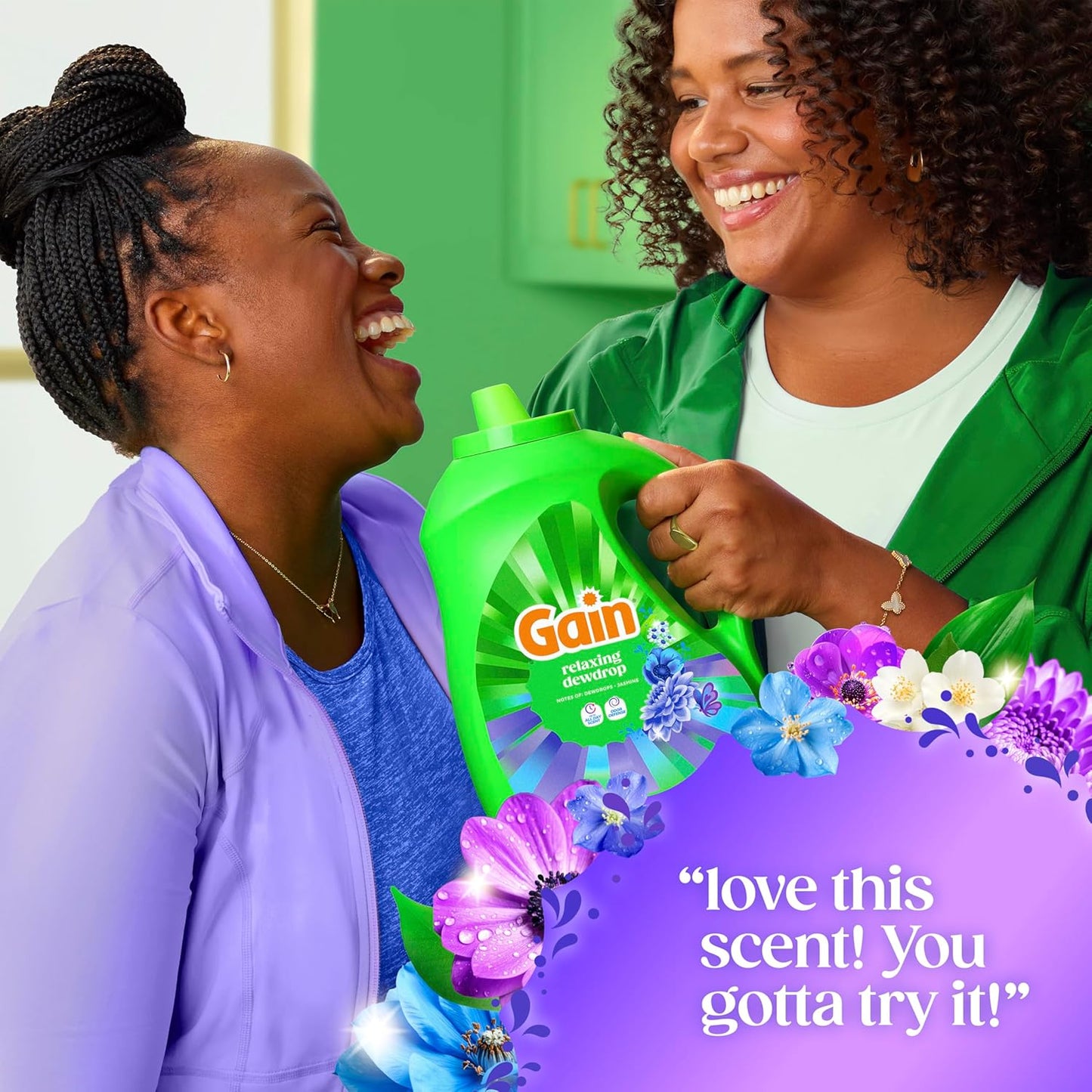 Gain Liquid Laundry Detergent Relaxing Dewdrop – One Clean Scent for a Clutter Free Laundry Routine, 100 Loads