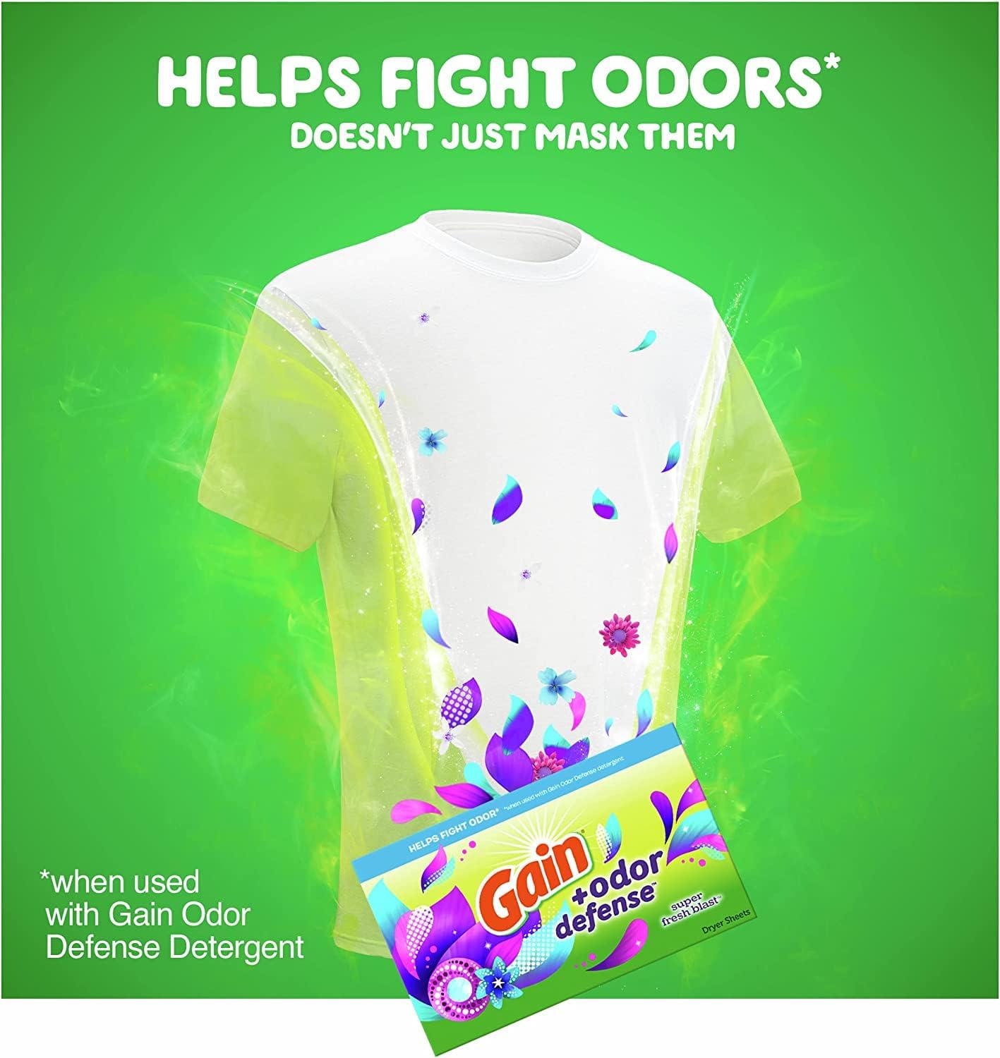 Gain Odor Defense Dryer Sheets Super Fresh Blast – Meditation Space Linen Freshener, 240 Count Anti-Static Laundry Sheets