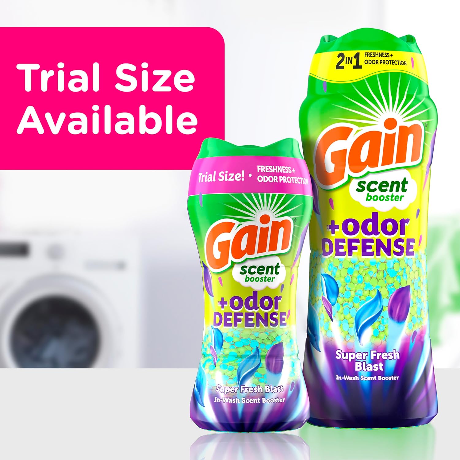 Gain Odor Defense In-Wash Scent Booster – Super Fresh Blast Laundry Beads Gift Set for Her, 21.1 oz Freshness Upgrade