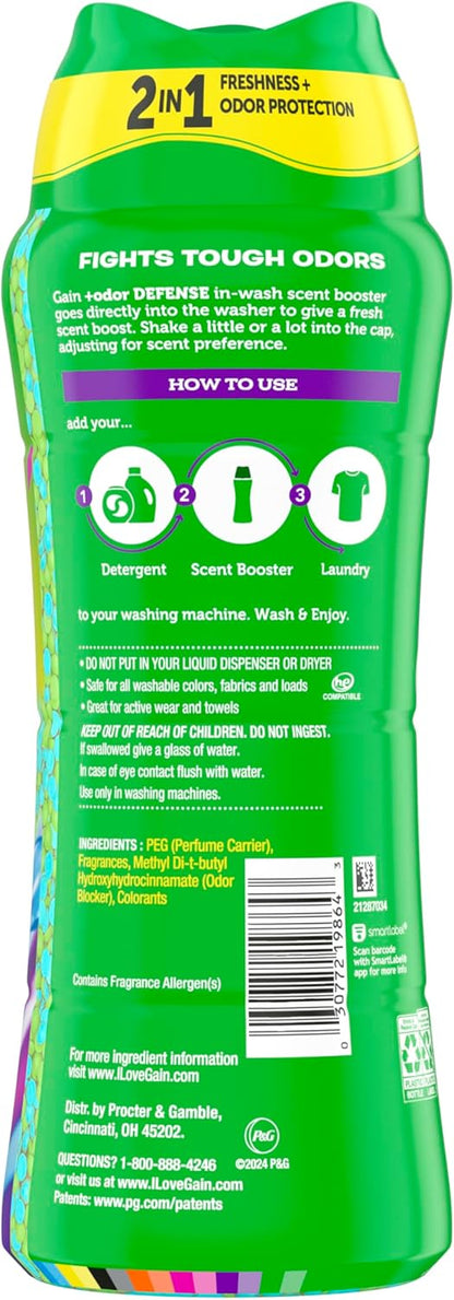 Gain Odor Defense In-Wash Scent Booster – Super Fresh Blast Laundry Beads Gift Set for Her, 21.1 oz Freshness Upgrade