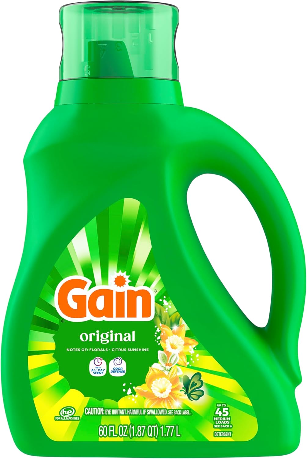 Gain Odor Defense Liquid Laundry Detergent, Original Scent, Mindful Home Laundry Soap for Bedroom Closet and Bedding Ritual, 60 fl oz, Pack of 2