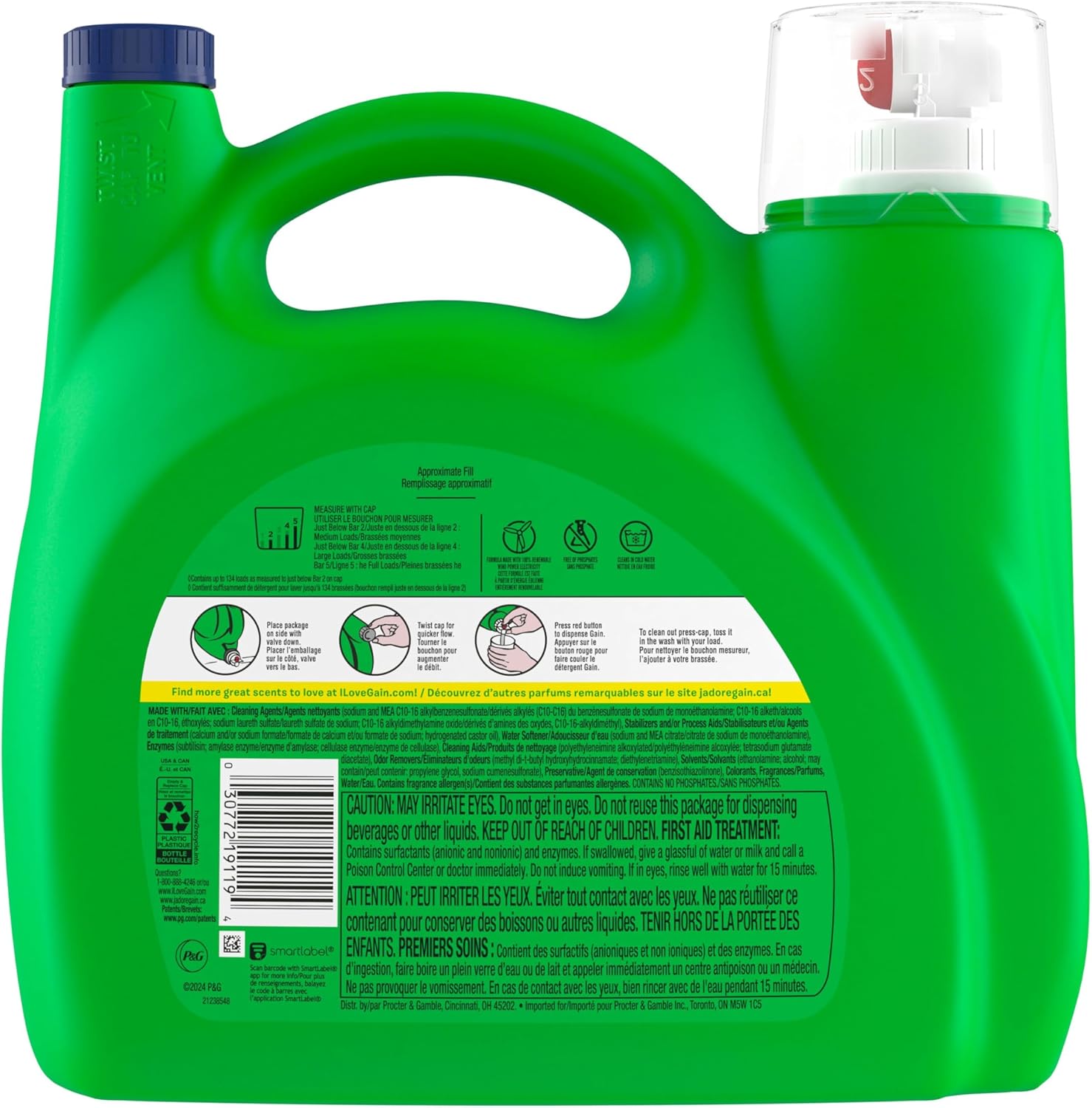 Gain Odor Defense Super Fresh Blast 2 in 1 Laundry Detergent 194 fl oz 134 Loads, Scent Therapy Laundry Soap for Meditation Spaces and Yoga Rooms