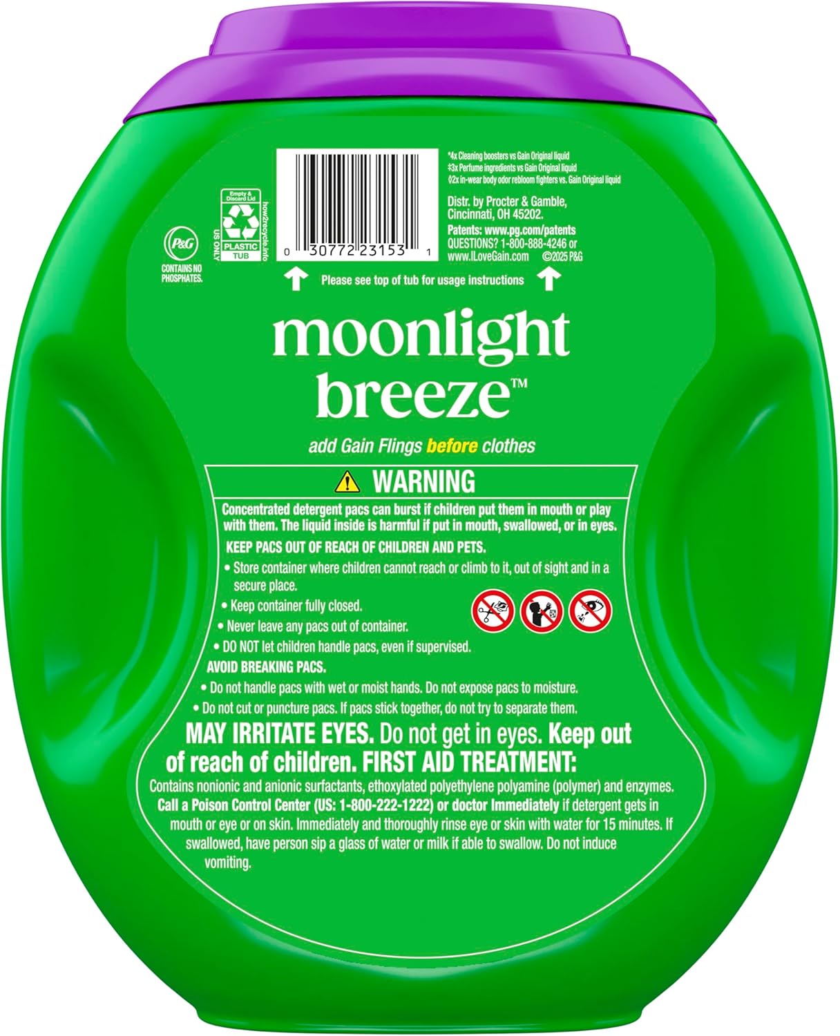 Gain Plus Flings Laundry Pods – Calming Moonlight Breeze for Wind Down Routine Bedding and Bath Towels