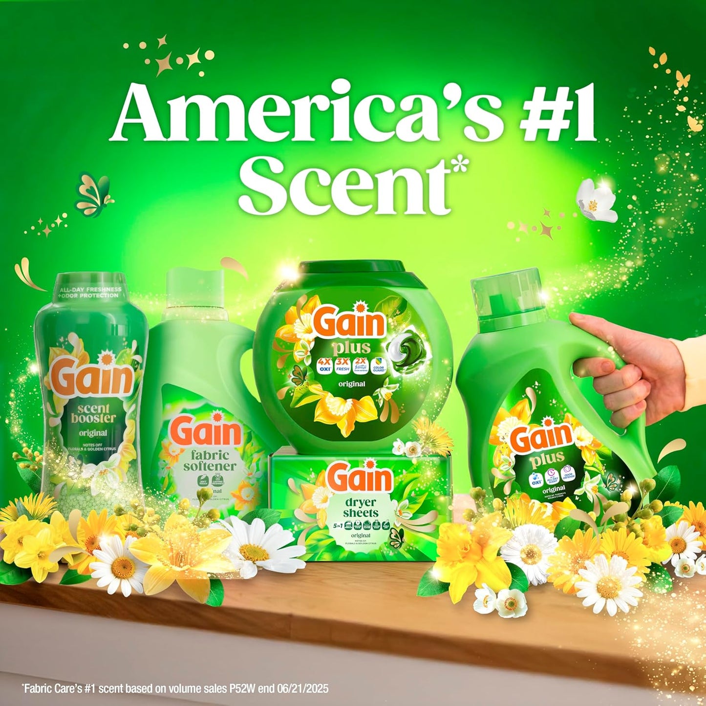 Gain Plus Oxi Laundry Detergent in Original Scent for Self-Care and Aromatherapy Routines, All-Day Scent Micro-Capsules, 170 fl oz