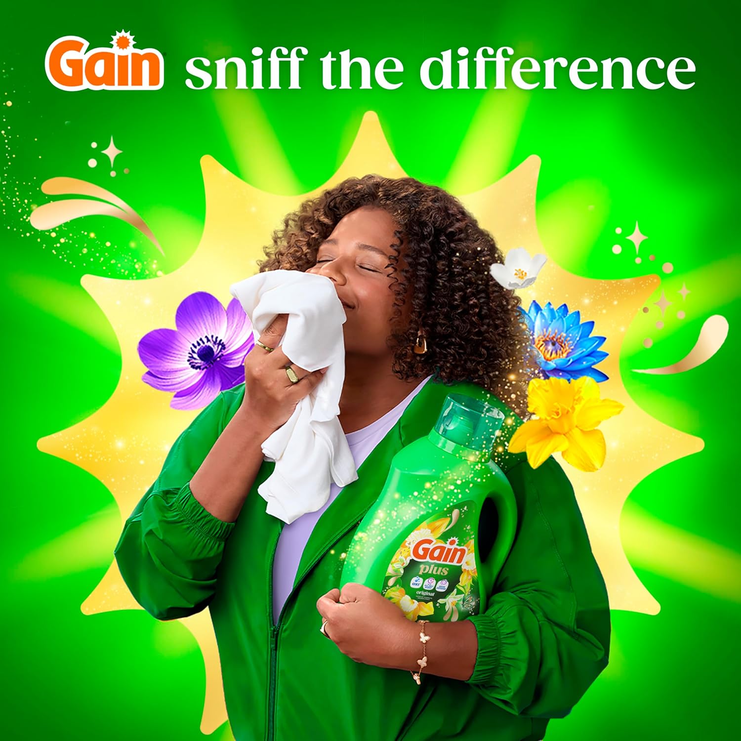 Gain Plus Oxi Laundry Detergent in Original Scent for Self-Care and Aromatherapy Routines, All-Day Scent Micro-Capsules, 170 fl oz