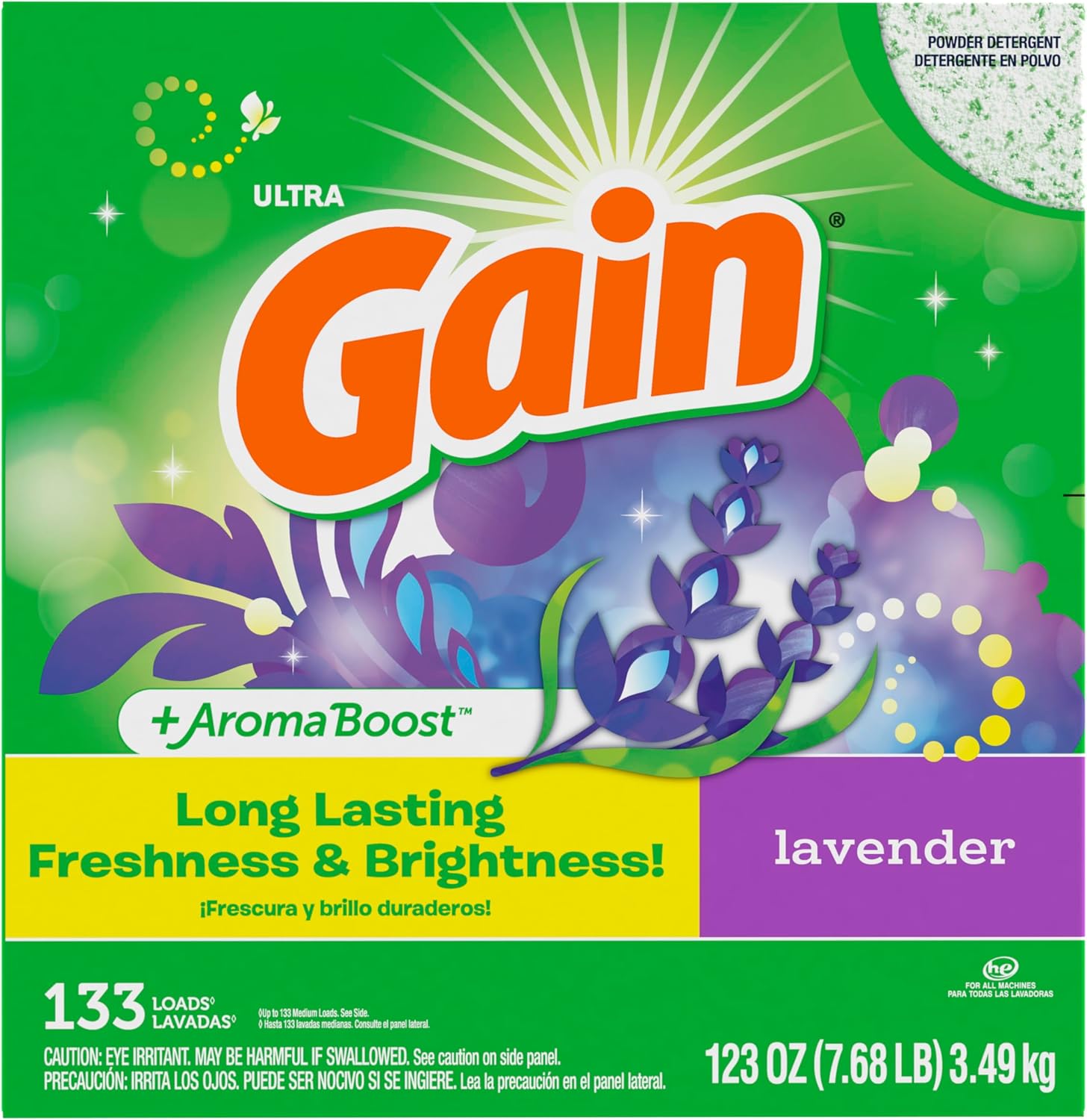 Gain Powder Laundry Detergent Lavender Blend for Self-Care Routine, Weeks of Calming Scent on Towels, Sheets, and Robes
