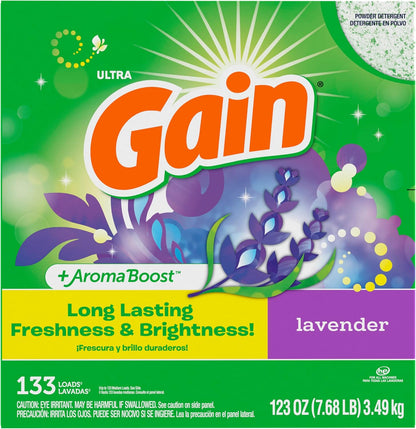 Gain Powder Laundry Detergent Lavender Blend for Self-Care Routine, Weeks of Calming Scent on Towels, Sheets, and Robes