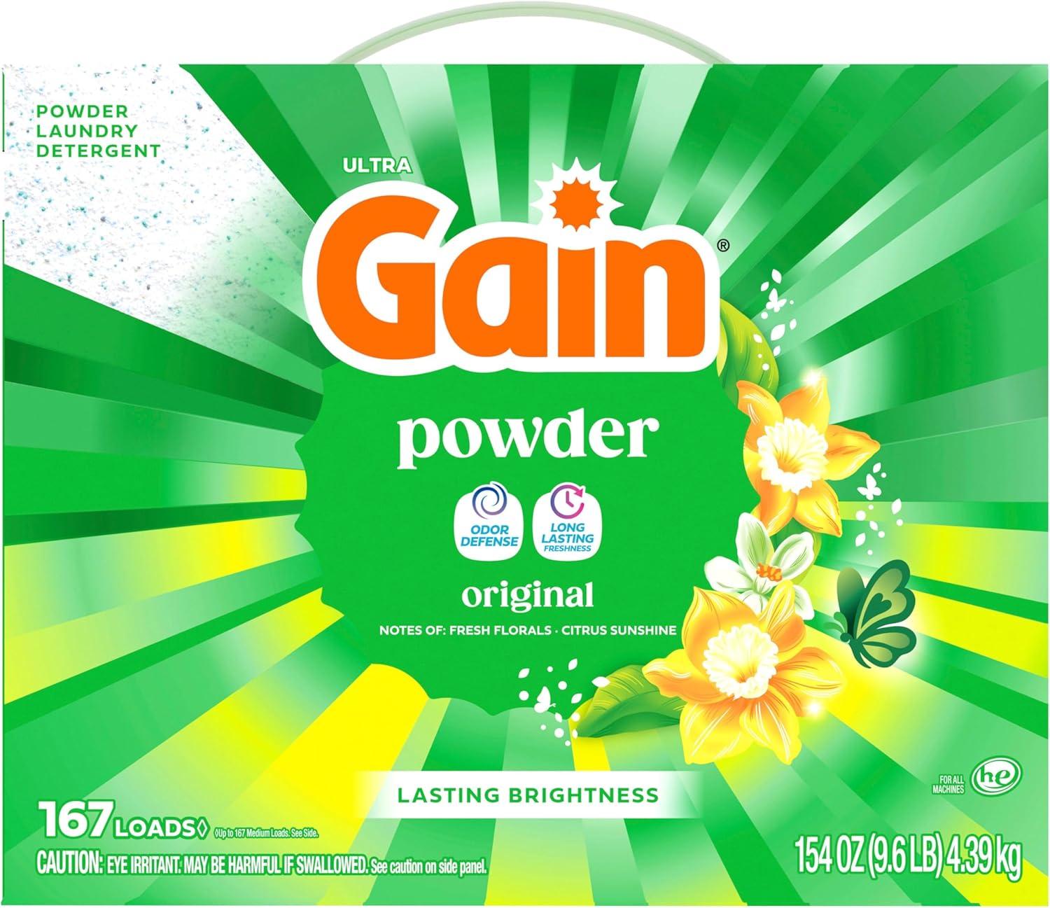 Gain Powder Laundry Detergent, Original Scent, 167 Loads, 154 OZ – Premium Bulk Tub for Elevated Home Laundry