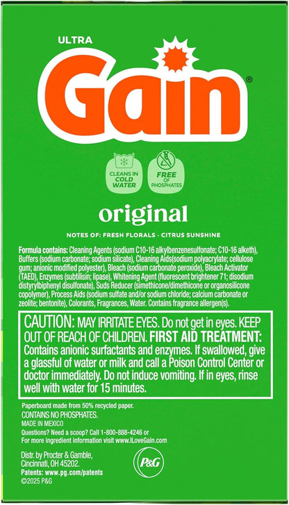 Gain Powder Laundry Detergent, Original Scent, 167 Loads, 154 OZ – Premium Bulk Tub for Elevated Home Laundry