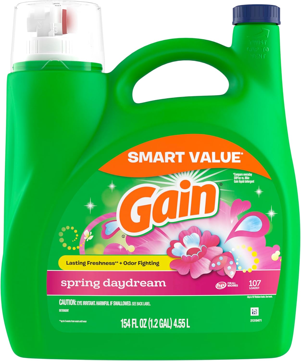 Gain Spring Daydream Laundry Soap, 88 fl oz, Dewy Floral and Apple Tree Fragrance, Mood-Boosting Wash for Meditation Space