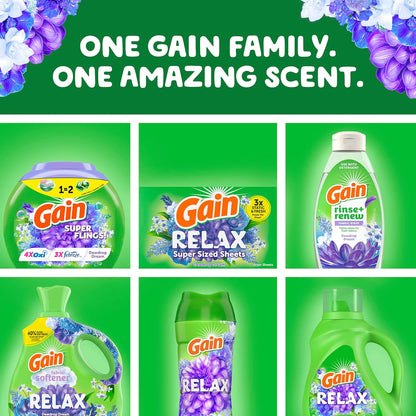 Gain Super Flings Laundry Detergent Pacs for Bath Time Wind-Down, Dewdrop Dream Scent That Lingers on Towels and Robes