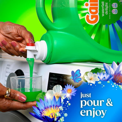 Gain Waterfall Delight Liquid Laundry Detergent for Clutter-Free Utility Room, One-Jug 134-Load Simplicity