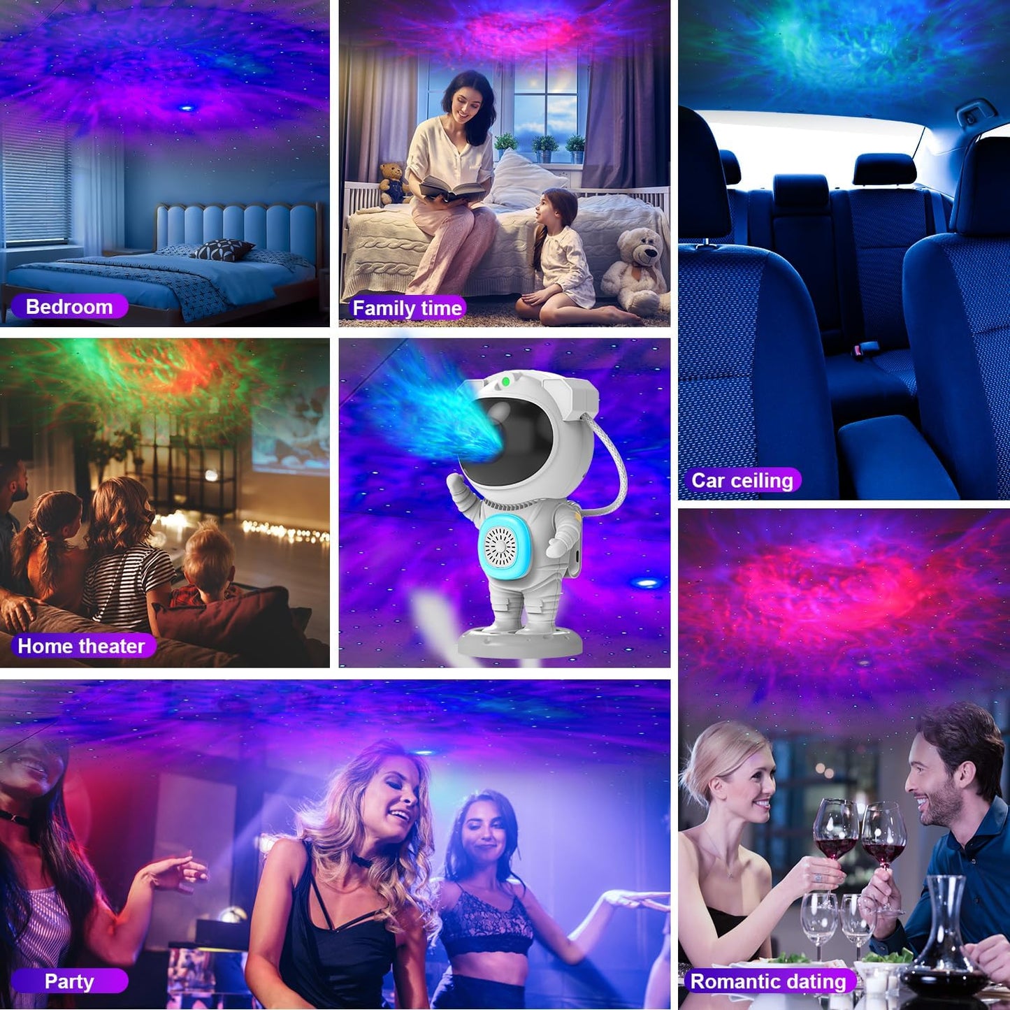 Galaxy Projector Astronaut Lamp – Relaxing White Noise and Star Light for Meditation Corner