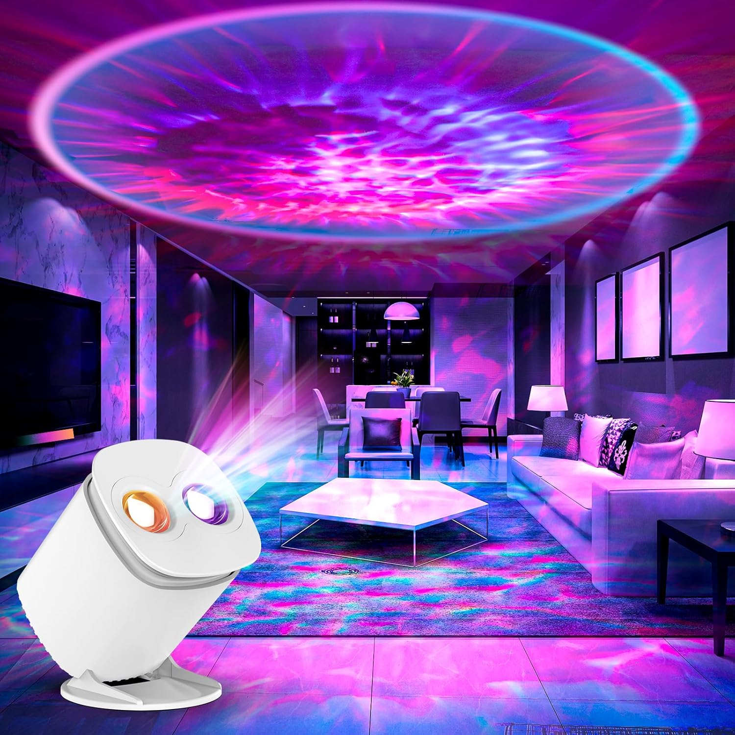 Galaxy Projector Room Decor – Designer Ceiling Mood Lamp for Living Room Aesthetic and Master Bedroom Ambiance
