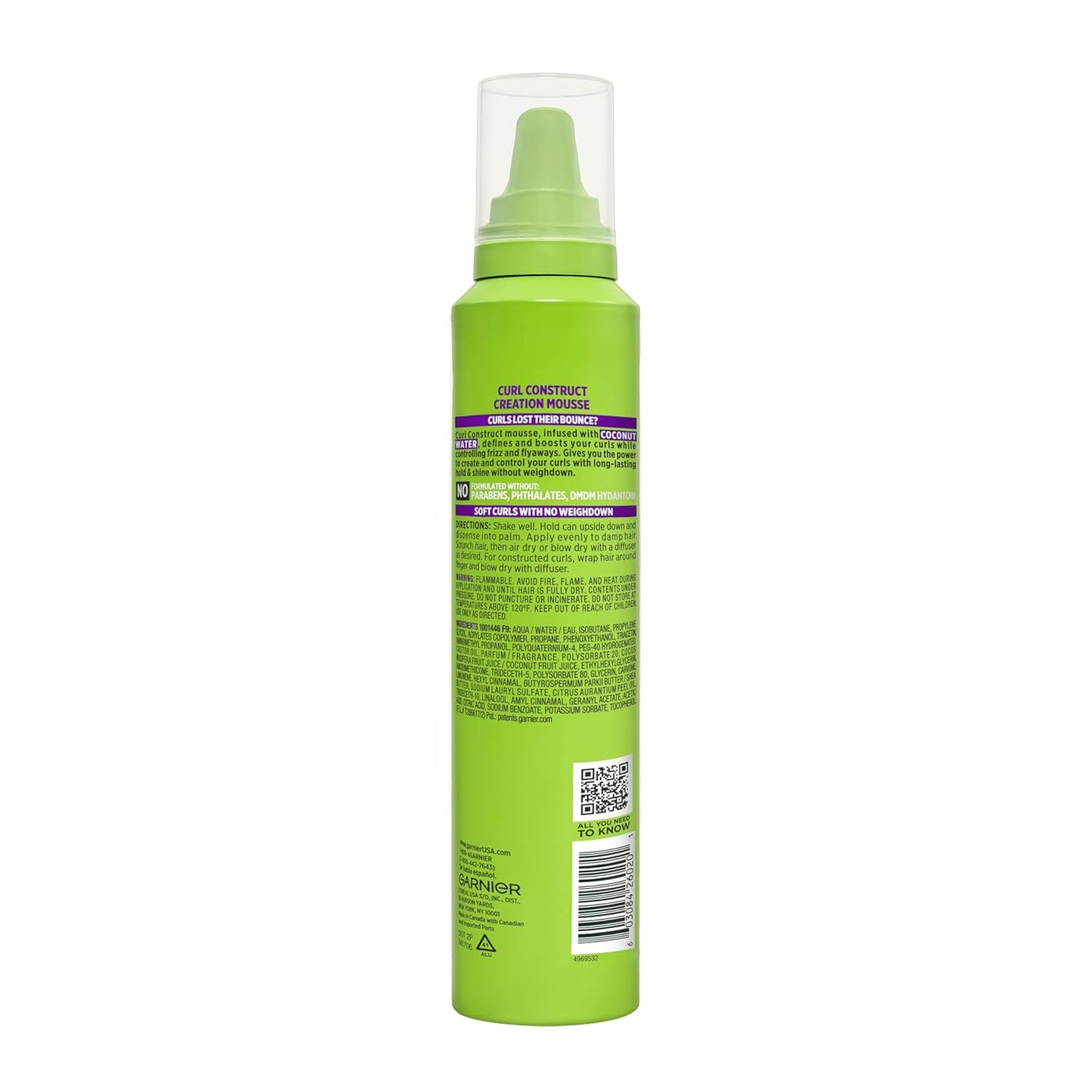 Garnier Fructis Curl Construct Creation Mousse – Elevated Curl Care, Cruelty-Free Certified Luxury Styling Mousse