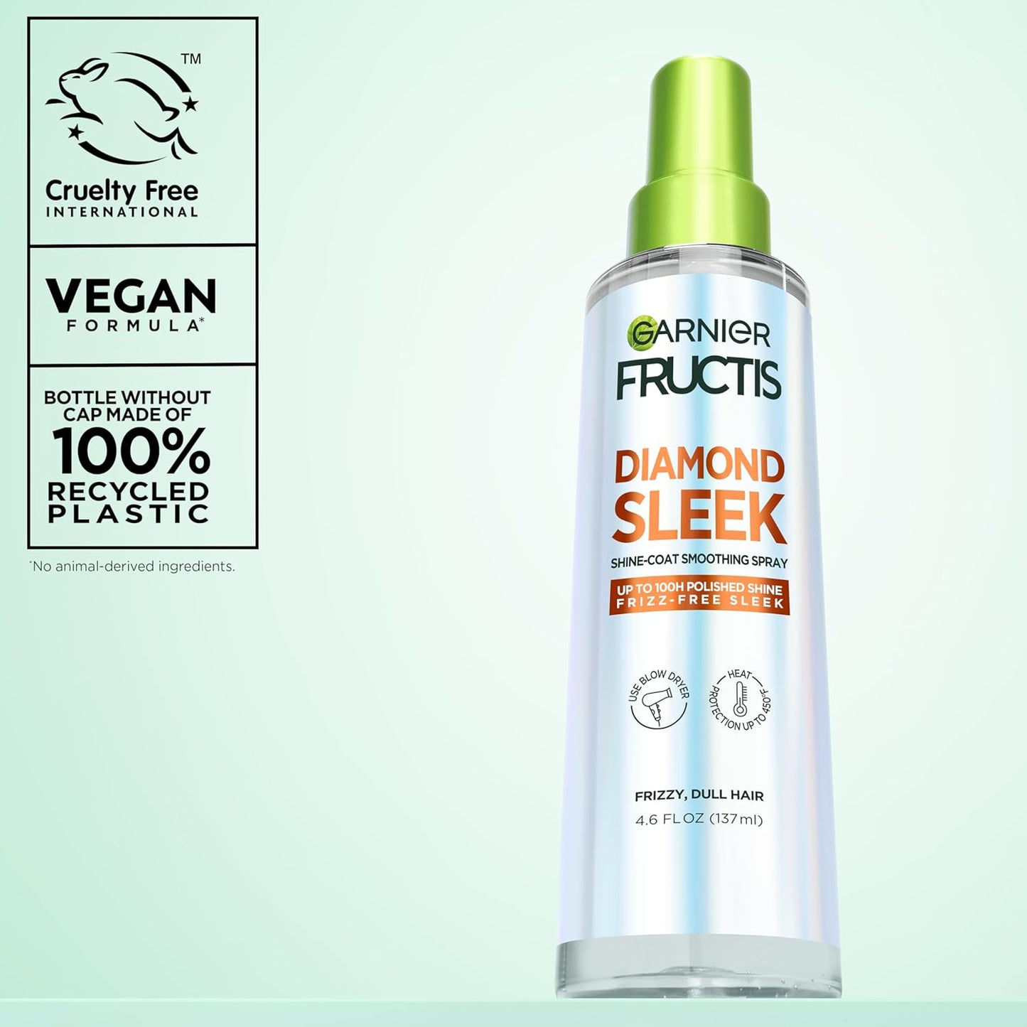 Garnier Fructis Diamond Sleek Hair Shine Spray – Restorative Hair Wellness Spray for Dry Strands, Up to 100 Hours of Humidity Defense
