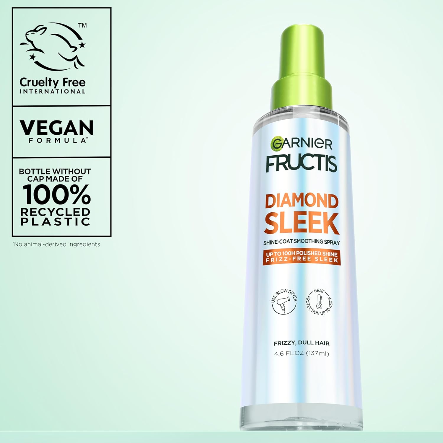 Garnier Fructis Diamond Sleek Hair Shine Spray – Restorative Hair Wellness Spray for Dry Strands, Up to 100 Hours of Humidity Defense
