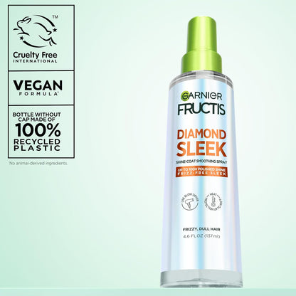 Garnier Fructis Diamond Sleek Hair Shine Spray – Restorative Hair Wellness Spray for Dry Strands, Up to 100 Hours of Humidity Defense