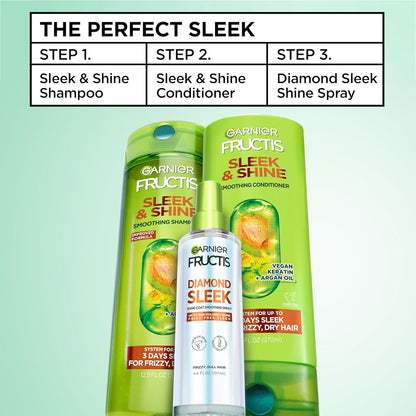 Garnier Fructis Diamond Sleek Hair Shine Spray – Restorative Hair Wellness Spray for Dry Strands, Up to 100 Hours of Humidity Defense