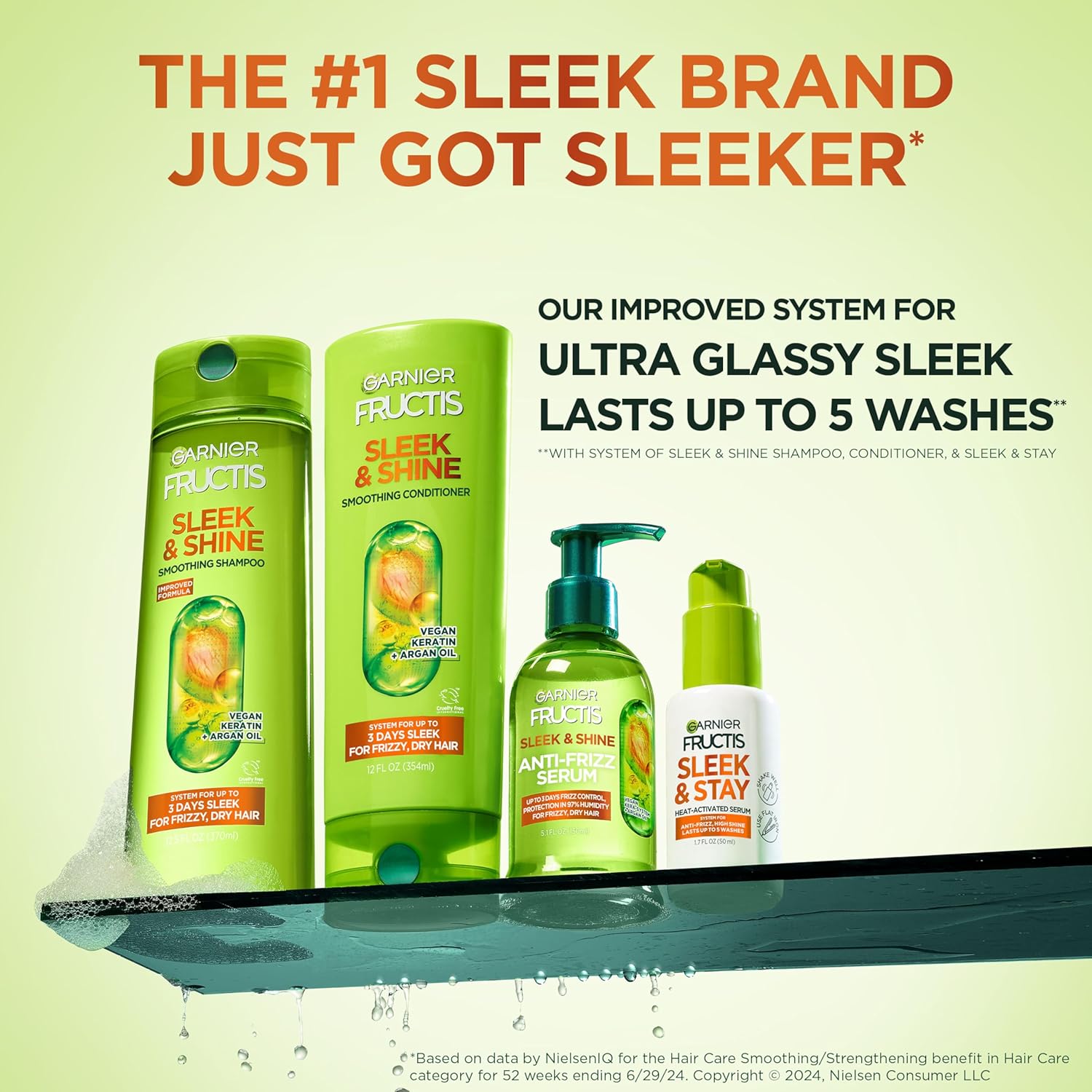 Garnier Fructis Sleek and Shine Sleek and Stay Hair Serum – Paraben and Phthalate-Free Heat Protectant for Frizzy, Dry Hair