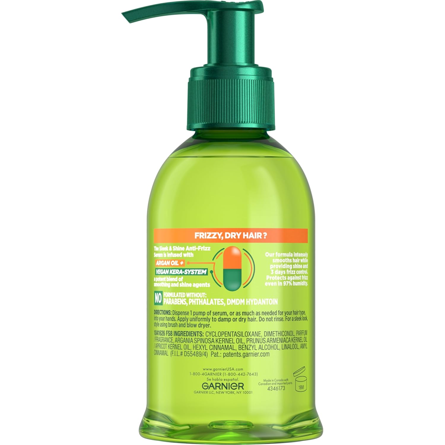 Garnier Fructis Sleek & Shine Travel Serum – Lightweight Frizz Control for Gym, Hikes & Adventure