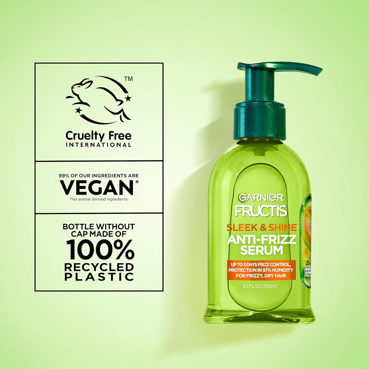 Garnier Fructis Sleek & Shine Travel Serum – Lightweight Frizz Control for Gym, Hikes & Adventure