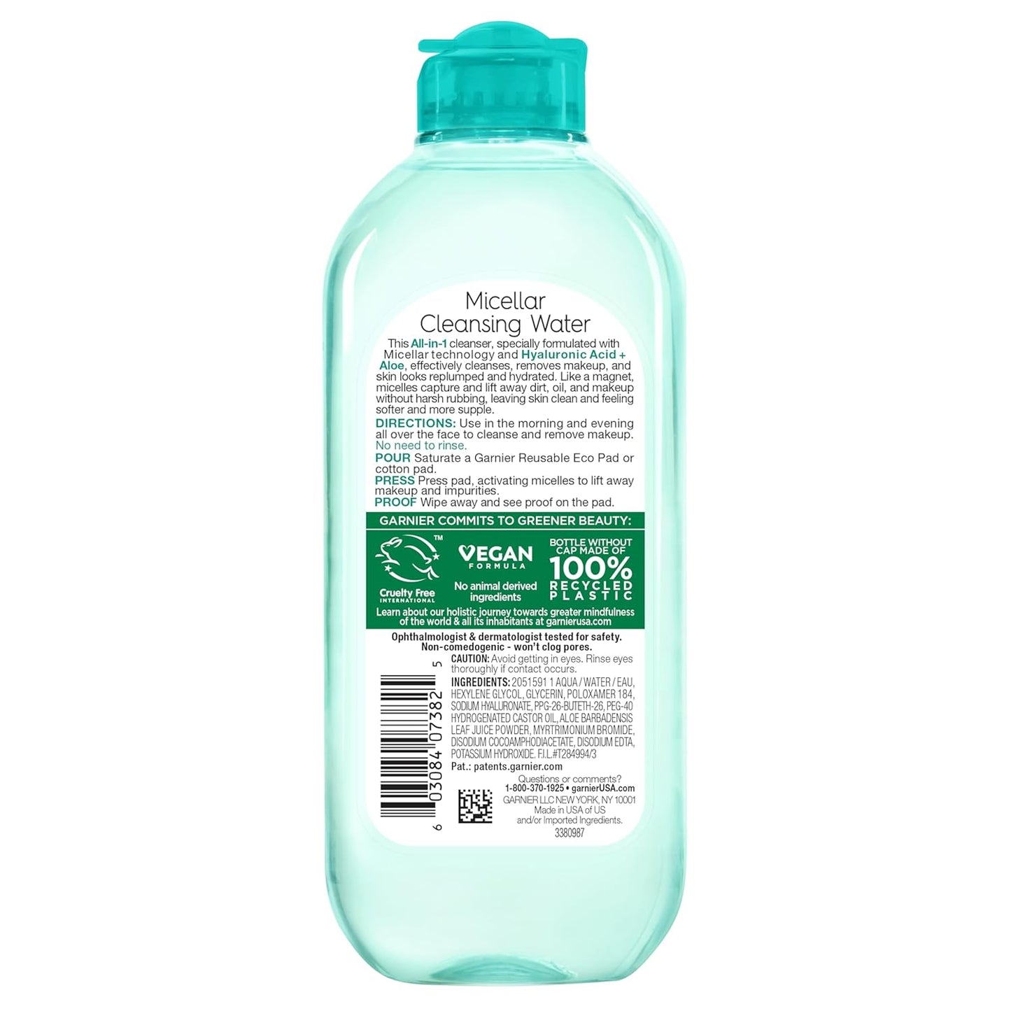 Garnier Hyaluronic Micellar Cleansing Water – Minimalist Skincare Staple for Neutral-Toned Vanities, Fragrance-Free and Cruelty-Free