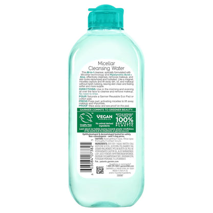 Garnier Hyaluronic Micellar Cleansing Water – Minimalist Skincare Staple for Neutral-Toned Vanities, Fragrance-Free and Cruelty-Free