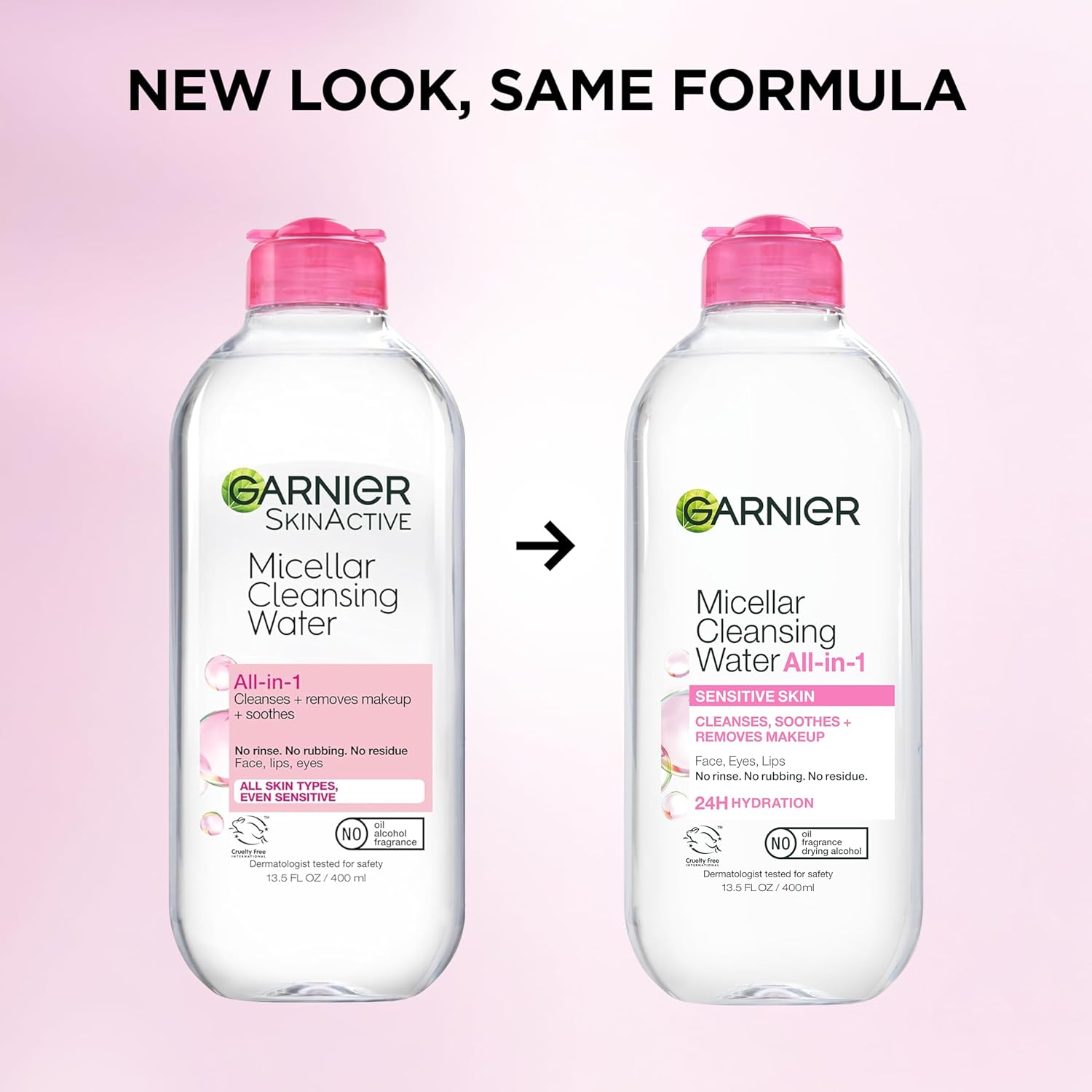 Garnier Micellar Water Fragrance-Free Cleanser – Single-Bottle Skincare Simplification, Vegan Travel and Countertop Essential, 3.4 Fl Oz