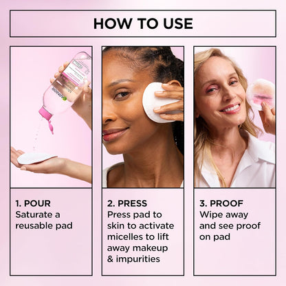 Garnier Micellar Water Fragrance-Free Cleanser – Single-Bottle Skincare Simplification, Vegan Travel and Countertop Essential, 3.4 Fl Oz