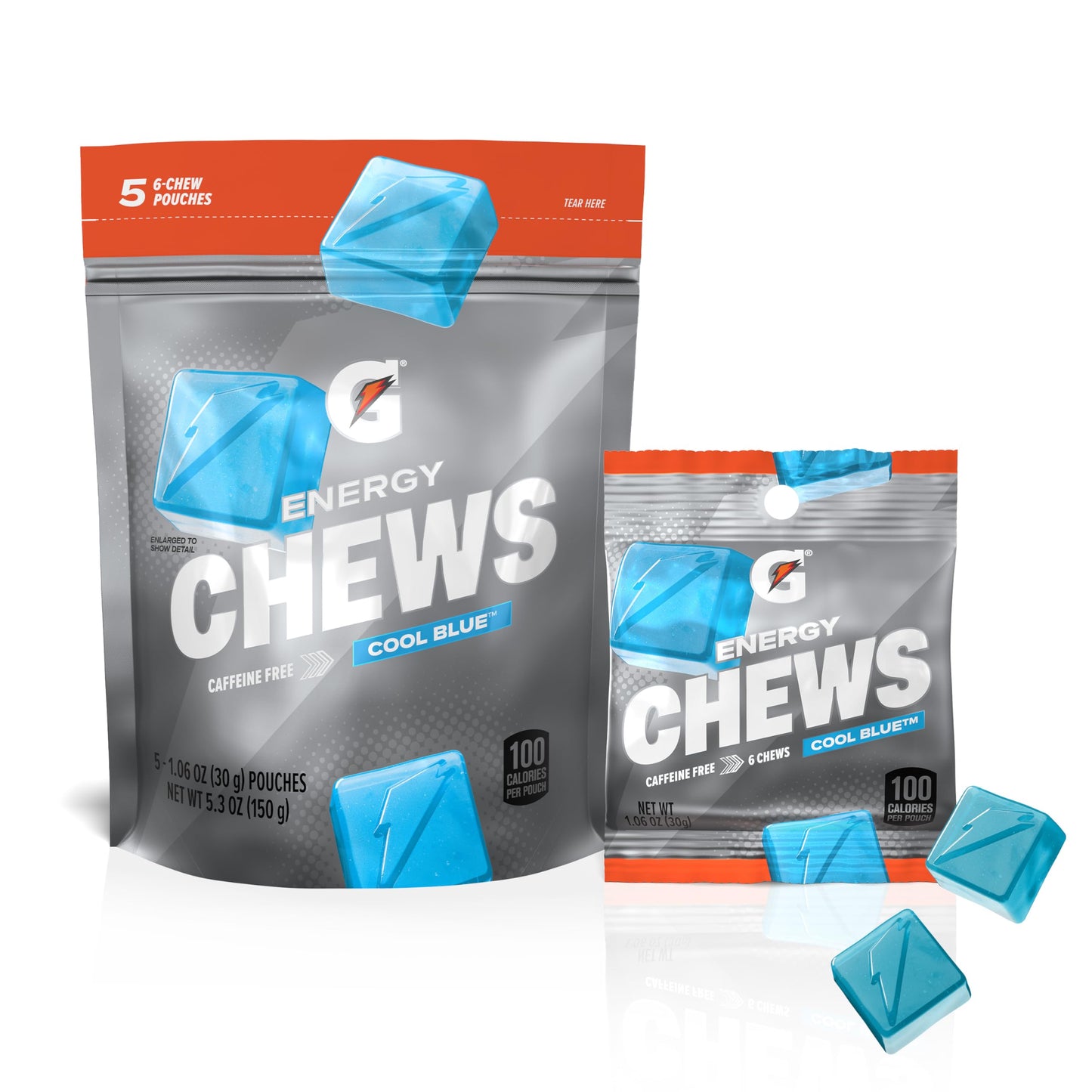 Gatorade Energy Chews Cool Blue – Pre-Workout Fuel Without Stimulants, B12 Chew Pack for Clean Energy Routines