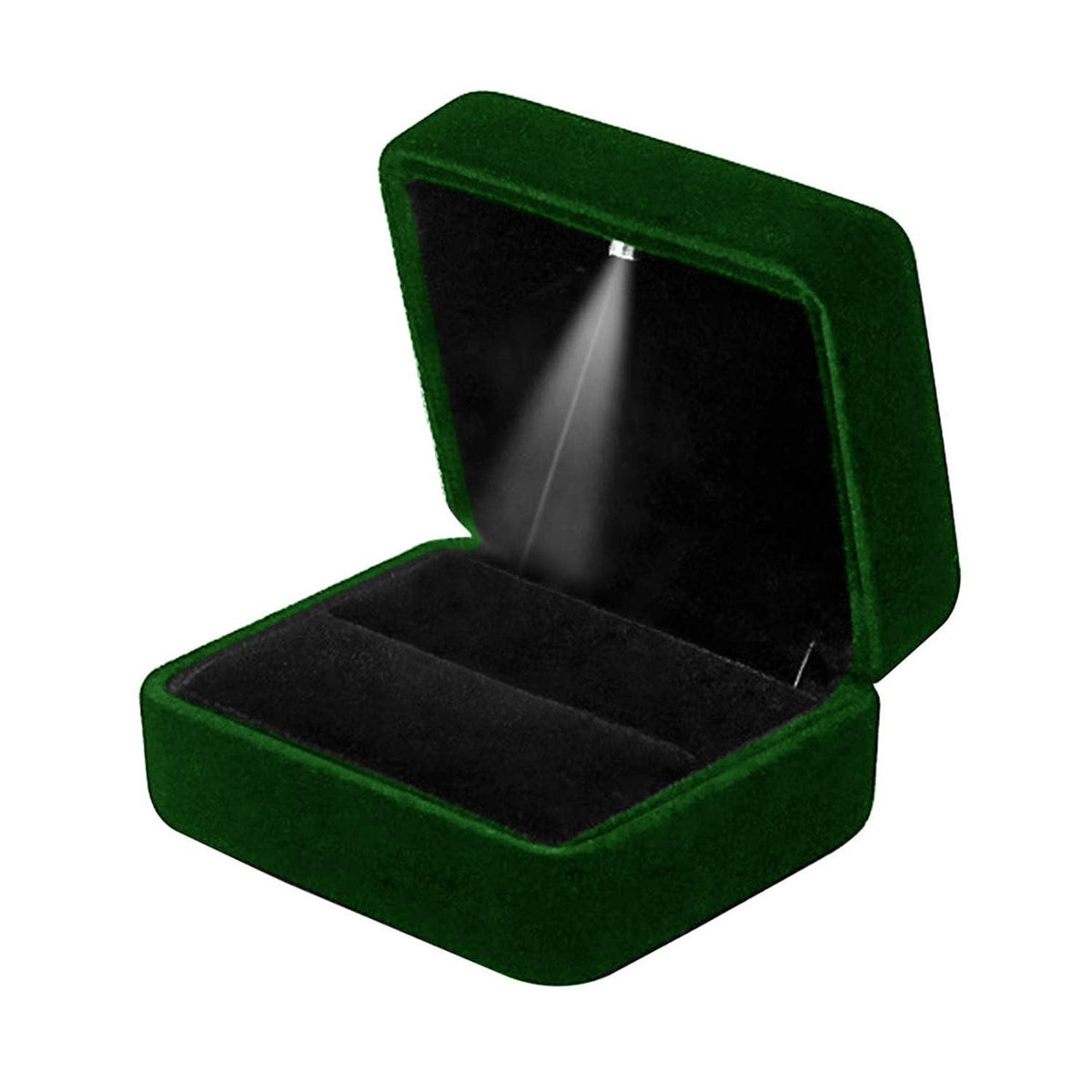 GBYAN Ring Box with LED Light Velvet Emerald Jewelry Box