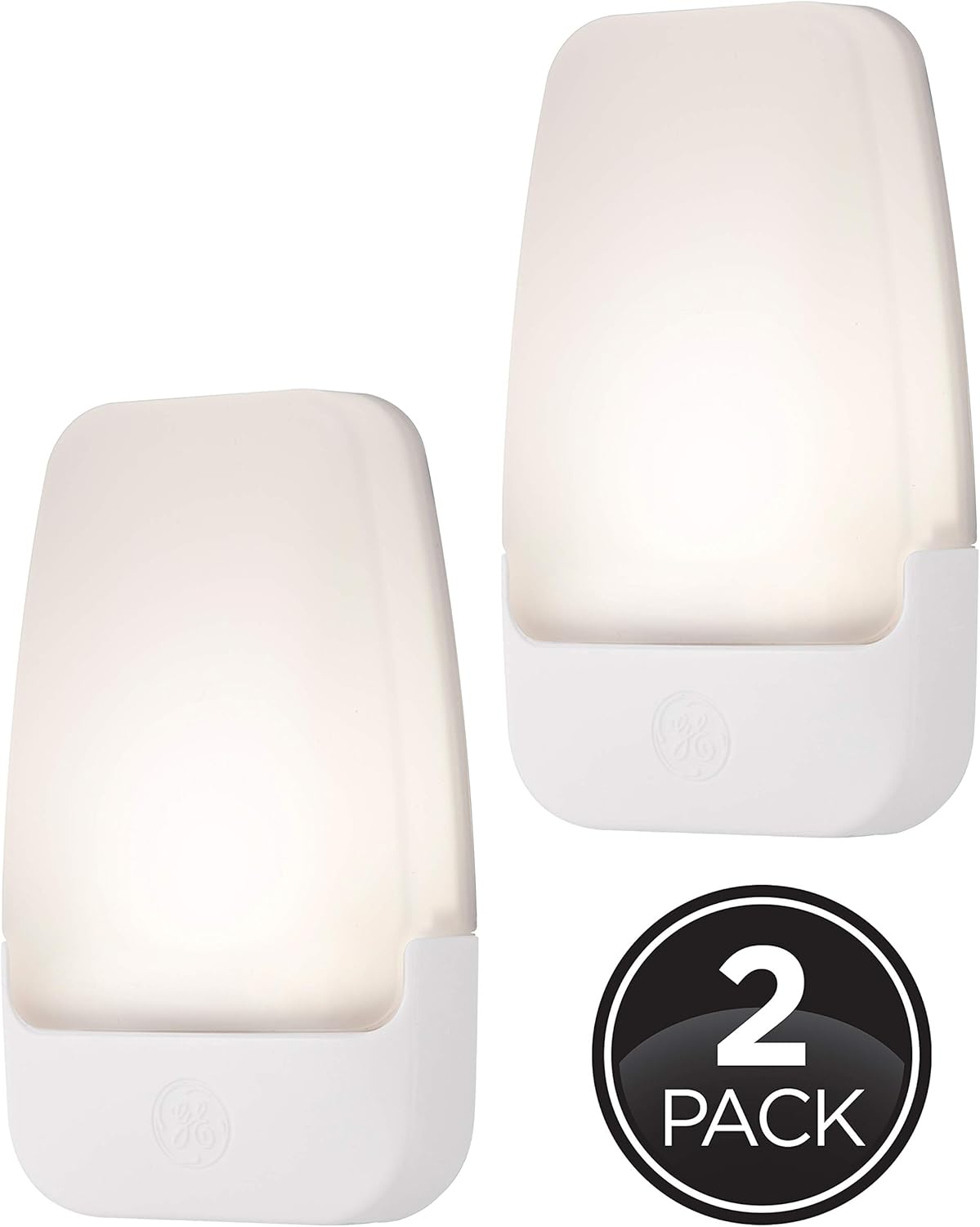 GE LED Night Light – Sleek Glossy White Plug-in for Cozy Bedroom and Living Room Ambiance