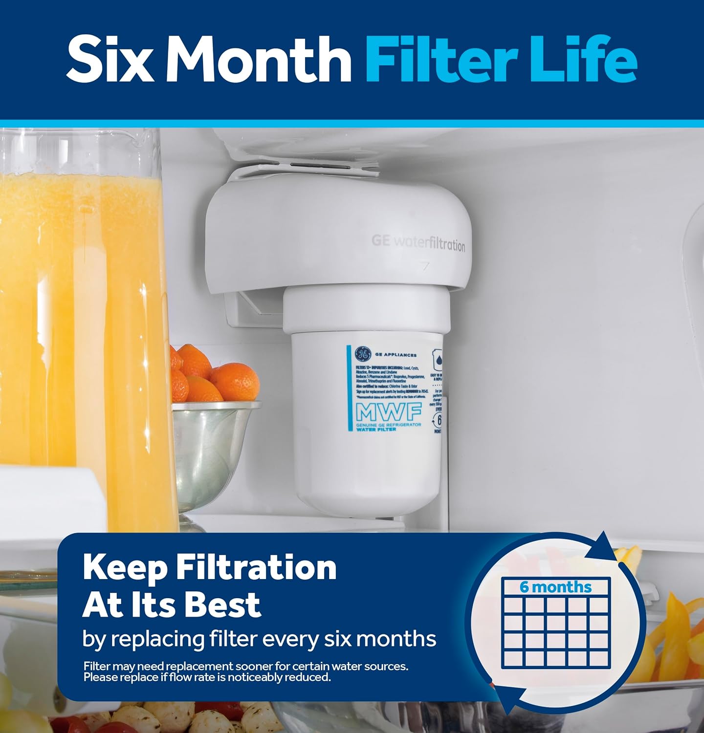 GE MWF Replacement Filter – Verified Safe Water for Home Bars and Pantry Stations, Reduces 50+ Impurities