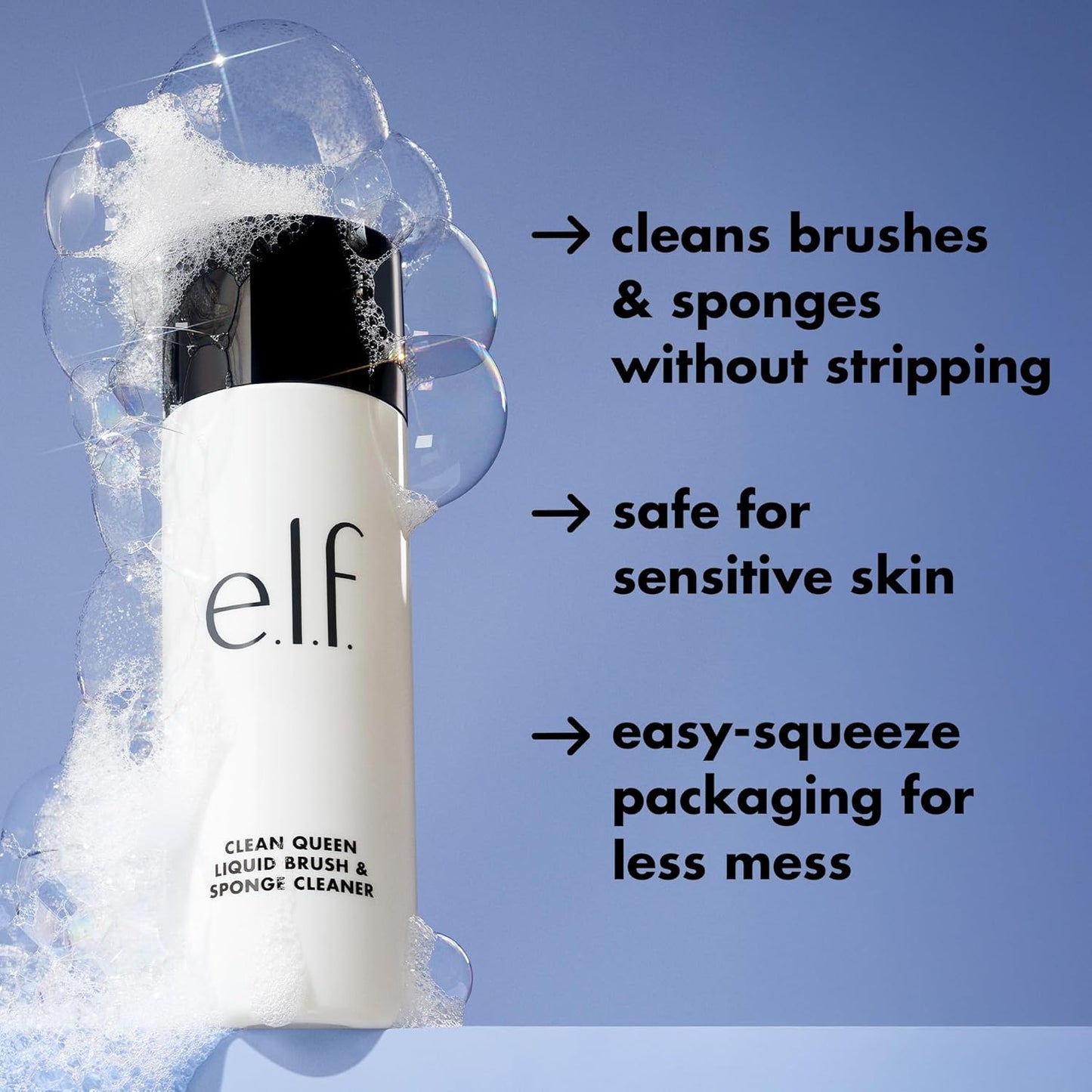gentle, non-stripping composition safe for sensitive skin and natural/synthetic bristles