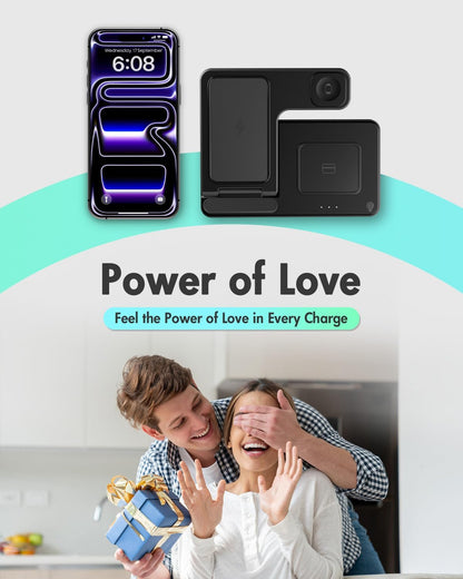 GETPALS Travel Sized Apple Charger – Quick Power Up Between Meetings, Foldable Wireless Station for Carry On Luggage and Coworking
