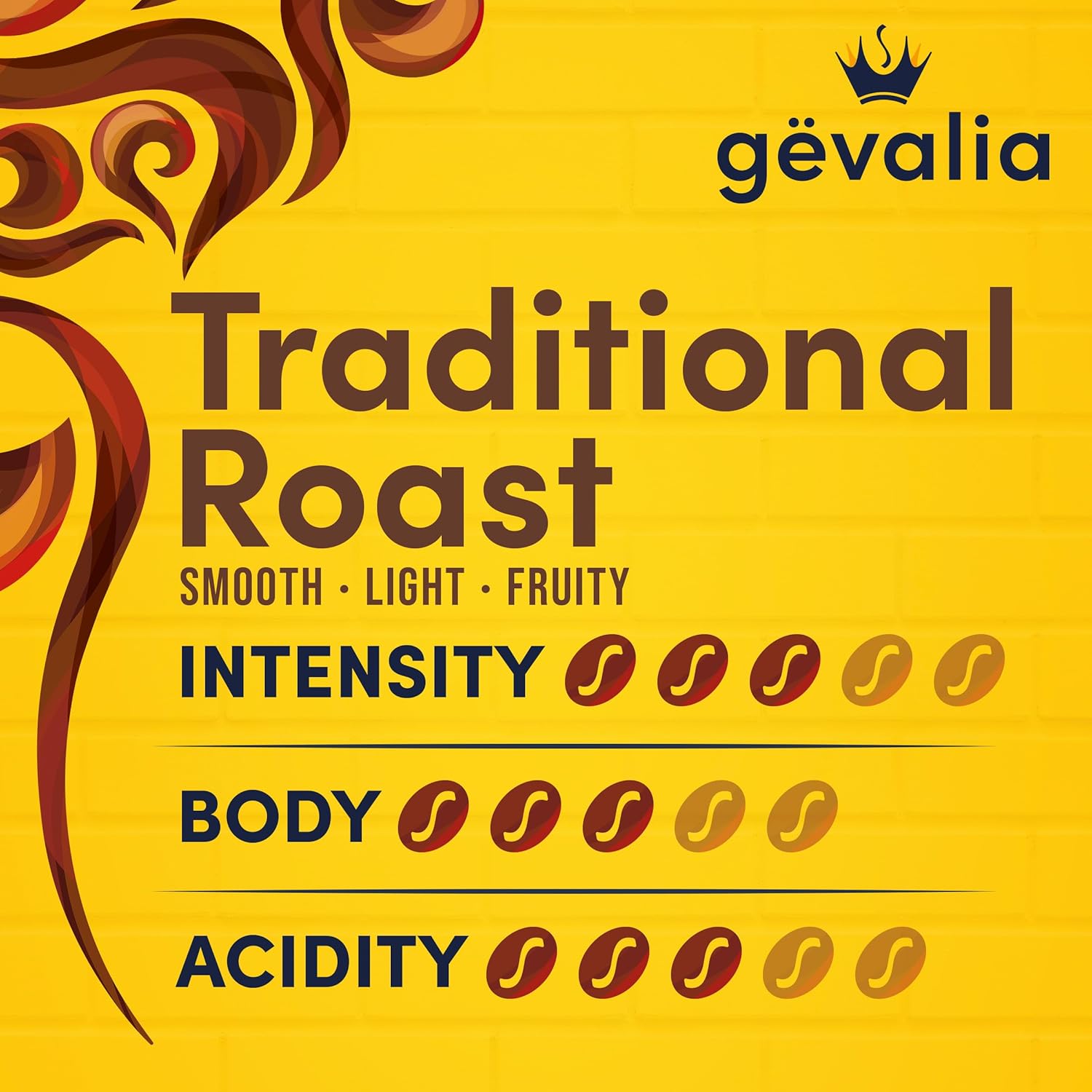 Gevalia Traditional Roast Mild Light Roast Ground Coffee – Aromatic Light Roast Coffee for Daily Self-Care at the Breakfast Nook