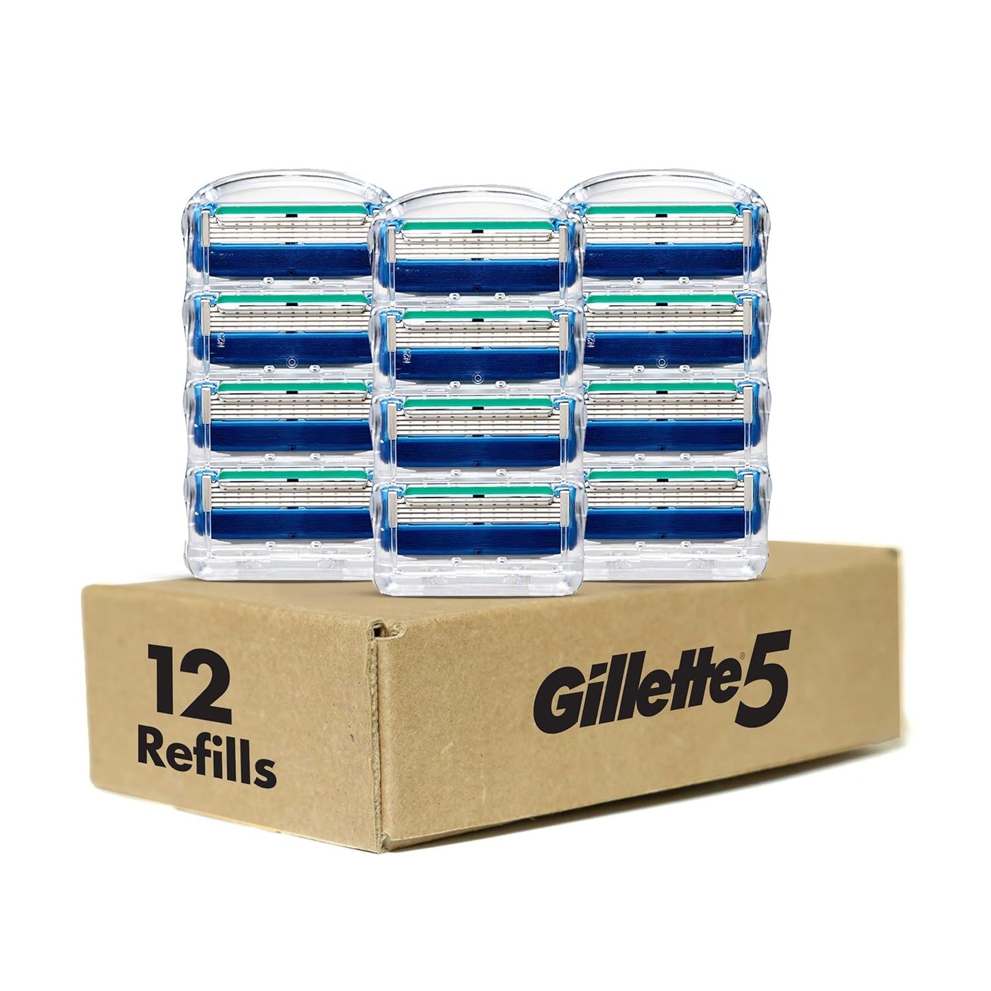 Gillette 5 Men's Razor Blade Refills, 12 Count – Thoughtful Holiday Gift for Husband or Dad, Year of Shaves