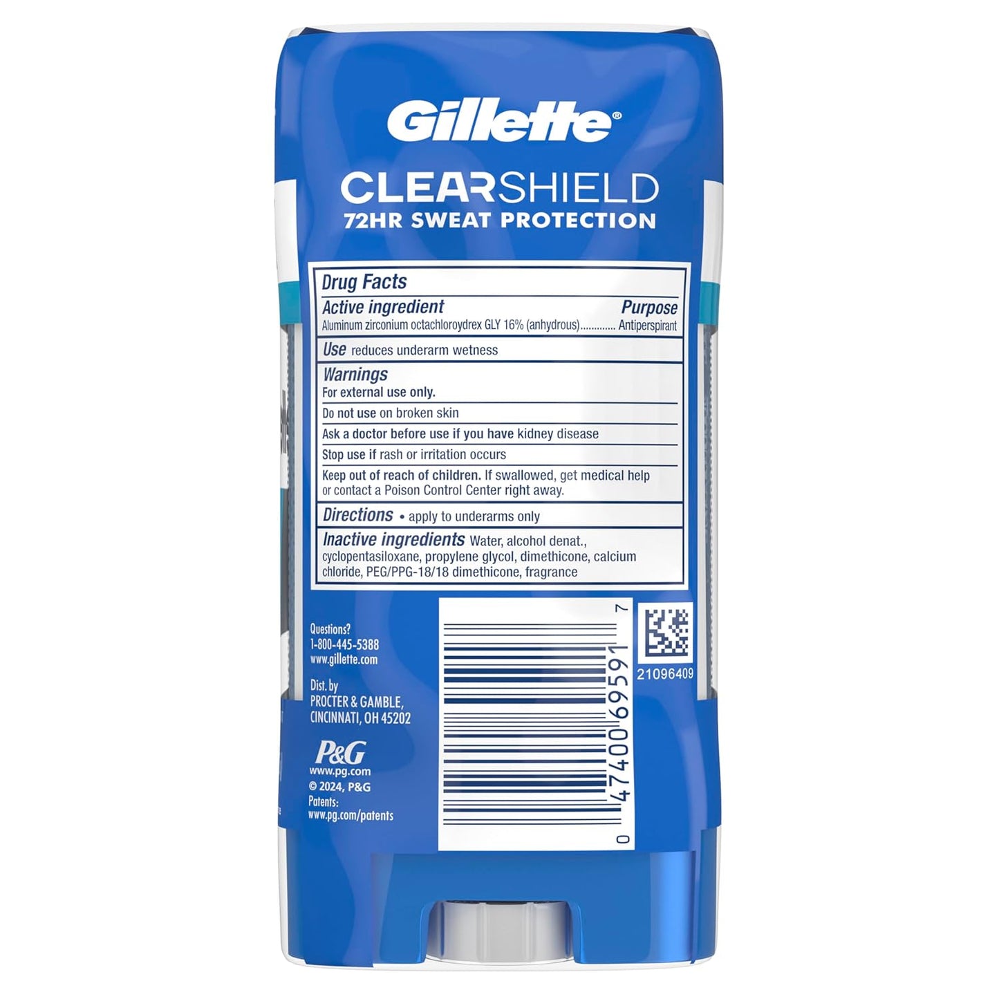 Gillette 72hr Antiperspirant for Men – Travel-Toiletry Gym Bag Essential, Clear Gel Pack of 3