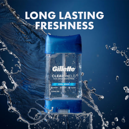 Gillette 72hr Antiperspirant for Men – Travel-Toiletry Gym Bag Essential, Clear Gel Pack of 3
