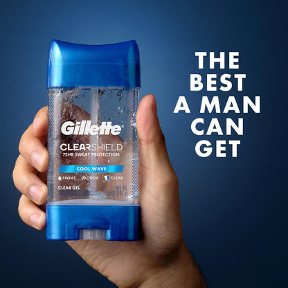Gillette 72hr Antiperspirant for Men – Travel-Toiletry Gym Bag Essential, Clear Gel Pack of 3