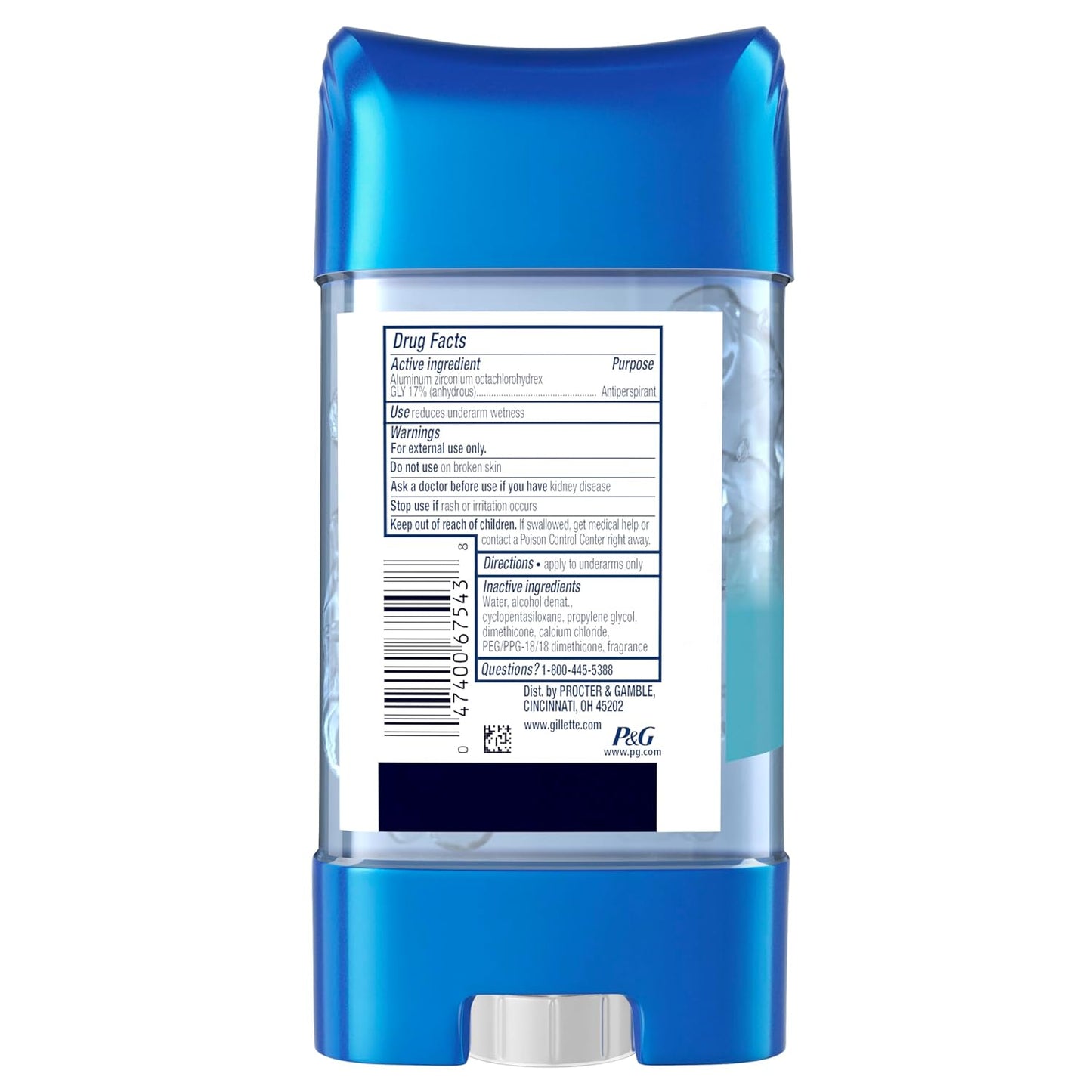 Gillette 72hr Clinical Strength Antiperspirant for Men, Cool Wave Clear Gel, Skin Safe Prescription Equivalent Sweat Blocking Without a Doctor Visit (Pack of 4)